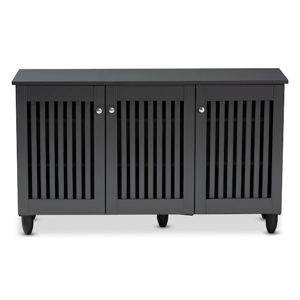Baxton Studio Fernanda Dark Gray 3-Door Wooden Entryway Shoe Storage Wide Cabinet - 152-9166