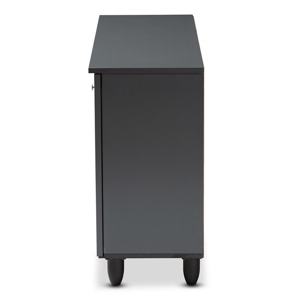 Baxton Studio Fernanda Dark Gray 3-Door Wooden Entryway Shoe Storage Wide Cabinet - 152-9166