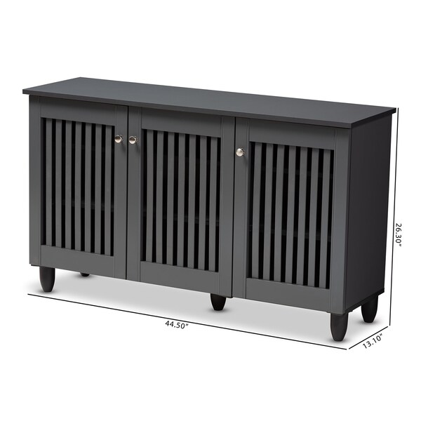 Baxton Studio Fernanda Dark Gray 3-Door Wooden Entryway Shoe Storage Wide Cabinet - 152-9166