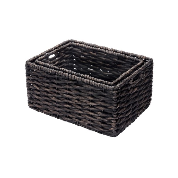 Hastings Home Set of 2 Hastings Home Rectangle Handmade Wicker Baskets made of Water Hyacinth, Seagrass Bins - 705881BJY