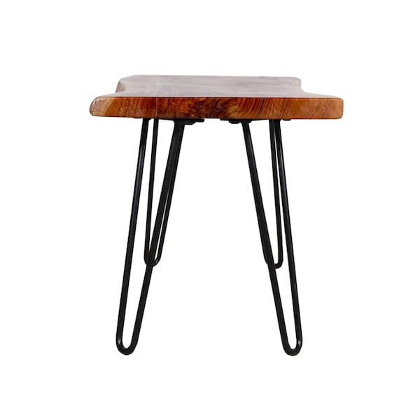 Alaterre Furniture Hairpin Natural Live Edge Wood with Metal 48" Bench, Natural - AWDD0420