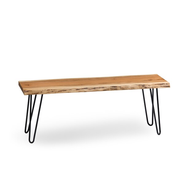 Alaterre Furniture Hairpin Natural Live Edge Wood with Metal 48" Bench, Natural - AWDD0420