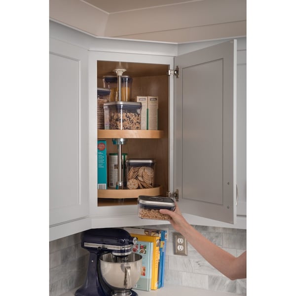 Hardware Resources 28" Round Two-Shelf Wood Lazy Susan Set - LSR228-SET