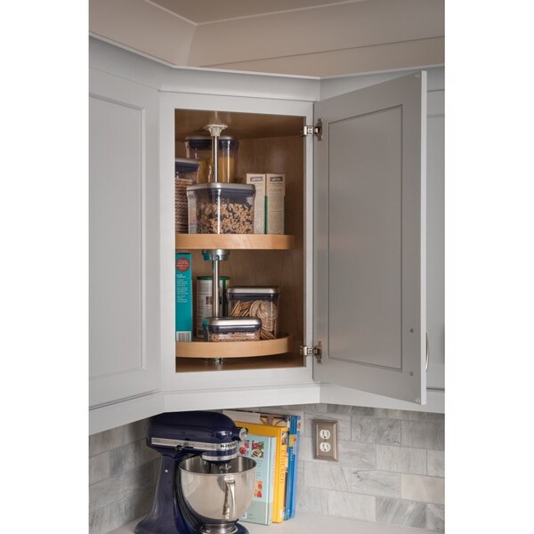 Hardware Resources 28" Round Two-Shelf Wood Lazy Susan Set - LSR228-SET