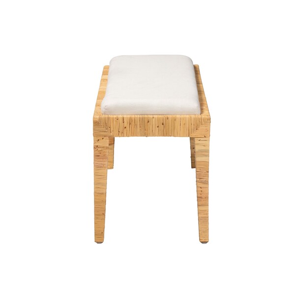 Baxton Studio Sofia Modern Bohemian Natural Brown Rattan and Mahogany Wood Bench - 228-13094-ZORO