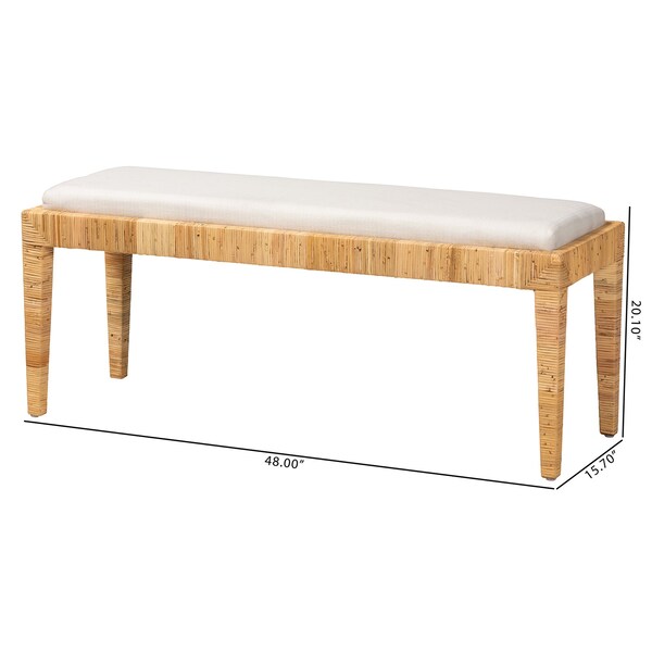 Baxton Studio Sofia Modern Bohemian Natural Brown Rattan and Mahogany Wood Bench - 228-13094-ZORO