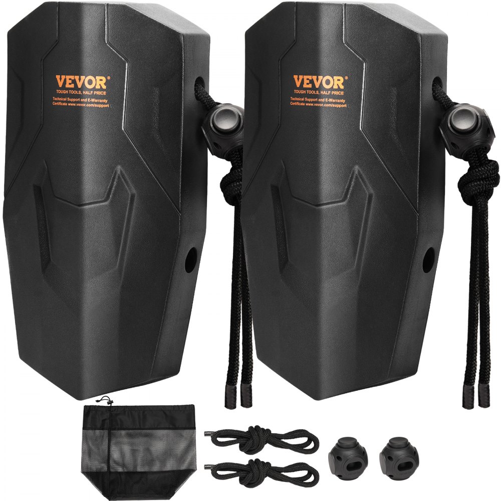 VEVOR Boat Fenders, 8.6" x 16" Boat Bumpers for Docking, Marine EVA Boat Dock Fender Bumper with Ropes, Cord Locks and Storage Bag, No Inflation Required, for Class A/Class 1/Part Class 2, Black - CYHX2JZ8YCDP8RIOWV0