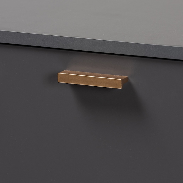 Baxton Studio Kelson Modern and Contemporary Dark Grey and Gold Finished Wood 3-Door Shoe Cabinet - 189-11574-ZORO