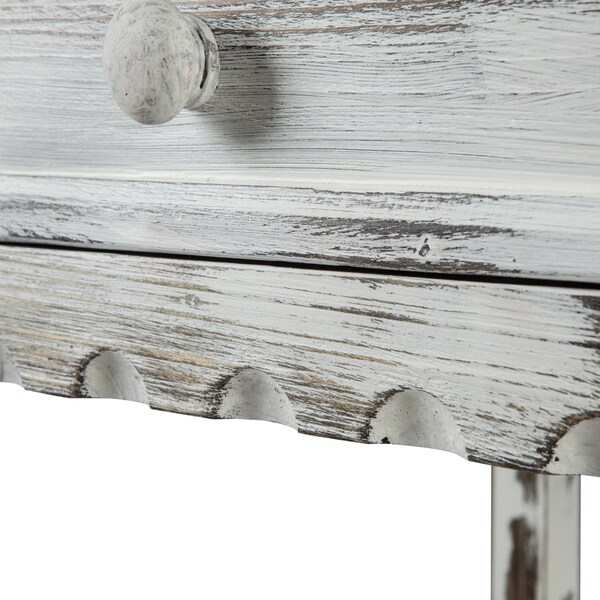Alaterre Furniture Country Cottage Media/Console Table, White Antique Finish - ACCA14WA