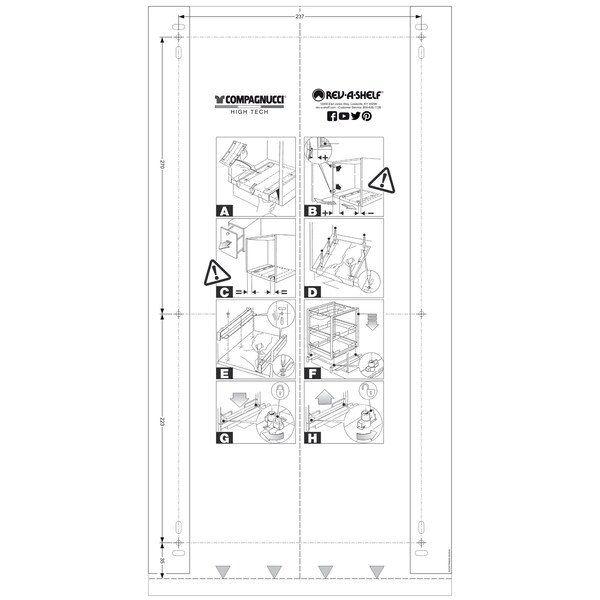 Rev-A-Shelf Aluminum, Silver, 10.75 in W, 19.25 in H, 21.94 in D, 21.94 in L, Silver - 5349-15DM-117