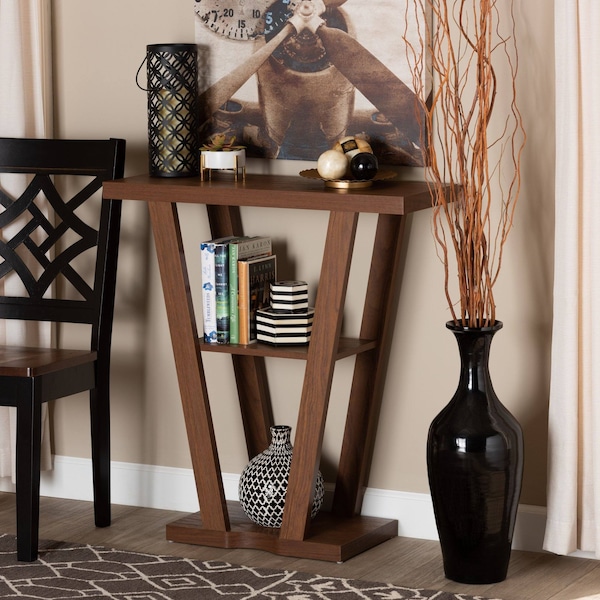 Baxton Studio Boone Modern and Contemporary Walnut Brown Finished Wood Console Table - 190-11321-ZORO