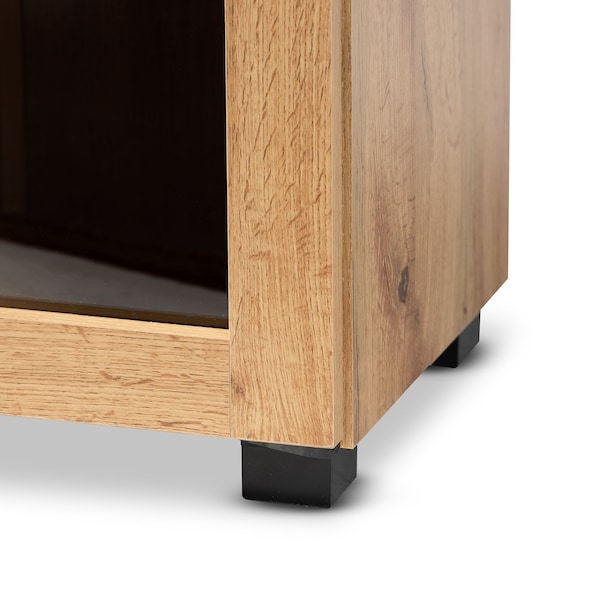 Baxton Studio Mason Modern and Contemporary Oak Brown Finished Wood 2-Door Storage Cabinet with Glass Doors - 189-11976-ZORO