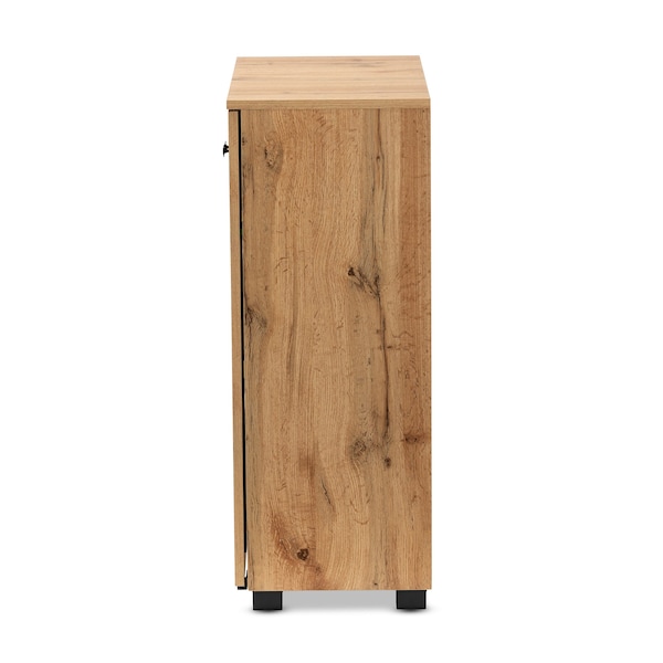 Baxton Studio Mason Modern and Contemporary Oak Brown Finished Wood 2-Door Storage Cabinet with Glass Doors - 189-11976-ZORO