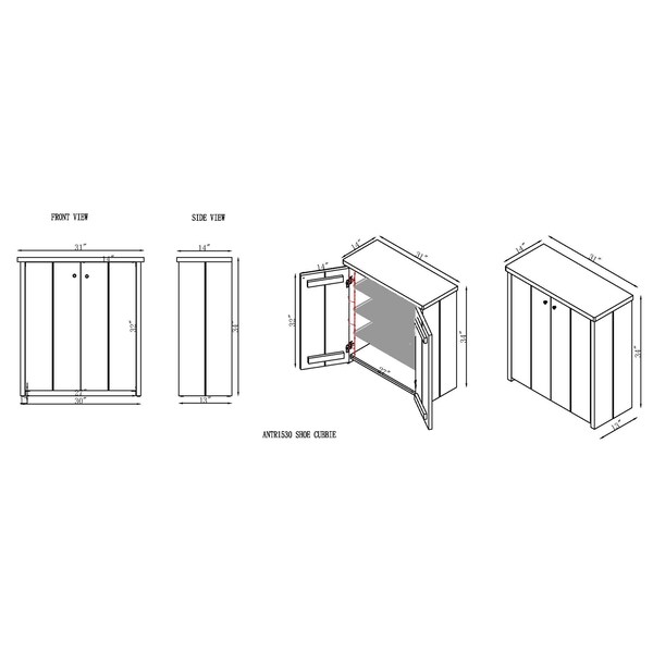 Alaterre Furniture Bethel Acacia Wood 31"W Shoe Cubbie Cabinet - ANTR1530