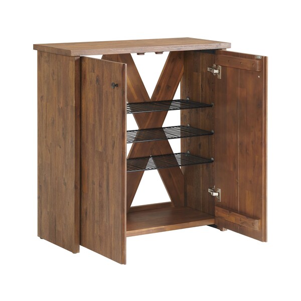 Alaterre Furniture Bethel Acacia Wood 31"W Shoe Cubbie Cabinet - ANTR1530