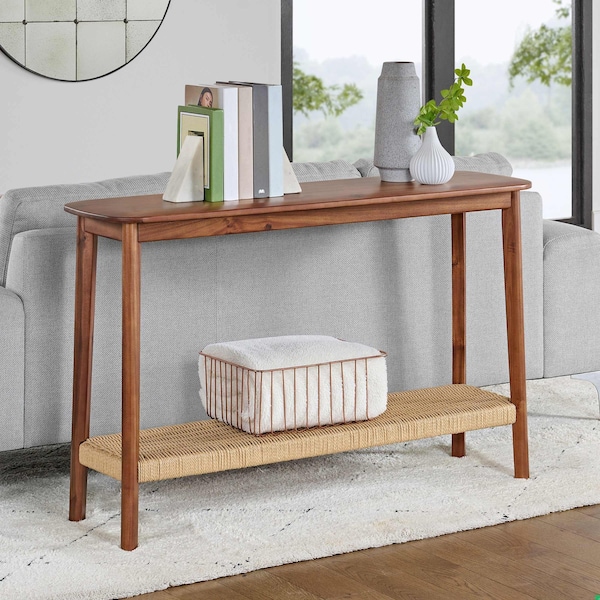 Alaterre Furniture Calais Console Table, Warm Chestnut - ANCA1070