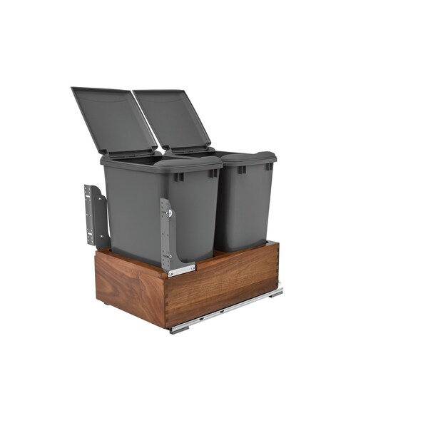 Rev-A-Shelf Walnut Hardwood, Dark Brown, 15 in W, 19.25 in H, 22.13 in D, 22.13 in L, Dark Brown - 4WC-WN-18DM2-SC
