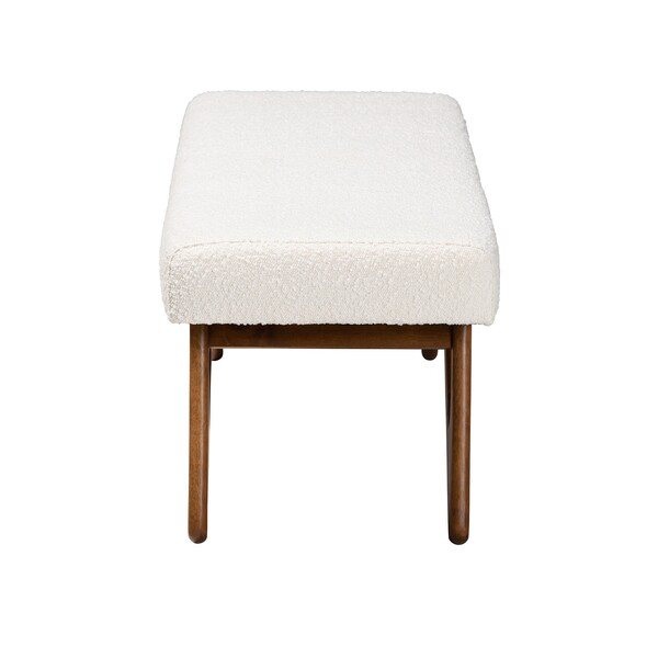 Baxton Studio Rika Japandi Cream Boucle Fabric and Walnut Brown Finished Wood Bench - 228-12922-ZORO