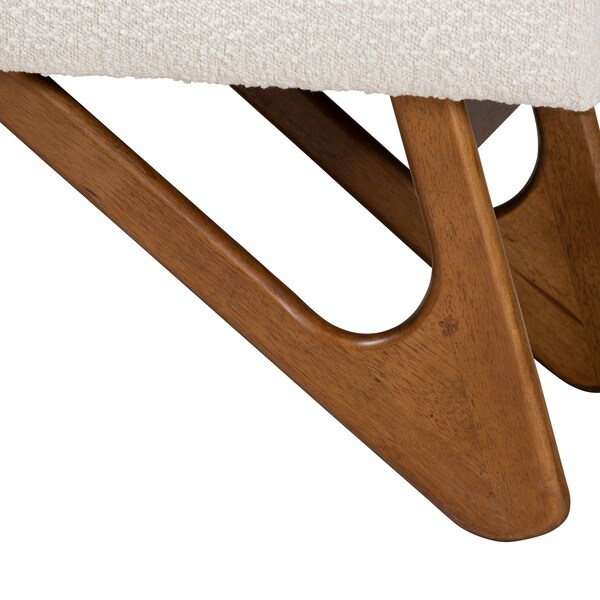 Baxton Studio Rika Japandi Cream Boucle Fabric and Walnut Brown Finished Wood Bench - 228-12922-ZORO