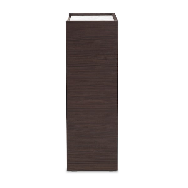 Baxton Studio Walker Modern and Contemporary Dark Brown and Gold Finished Wood Shoe Cabinet with Faux Marble Top - 189-11619-ZORO