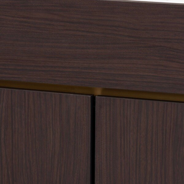 Baxton Studio Walker Modern and Contemporary Dark Brown and Gold Finished Wood Shoe Cabinet with Faux Marble Top - 189-11619-ZORO