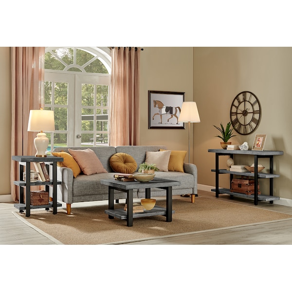 Alaterre Furniture Pomona 48" Metal and Wood Media/Console Table, Slate Gray - AMBA10SG