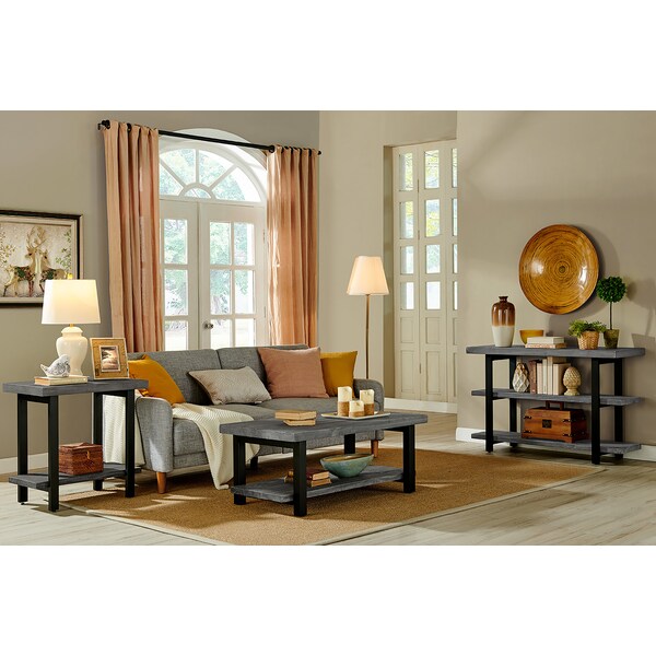 Alaterre Furniture Pomona 48" Metal and Wood Media/Console Table, Slate Gray - AMBA10SG