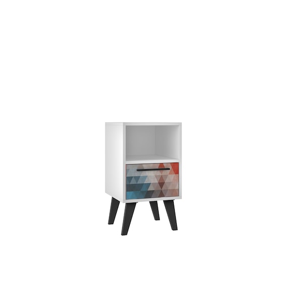 Manhattan Comfort Amsterdam Nightstand 1.0 with 1 Shelf in Red and Blue - 146AMC183