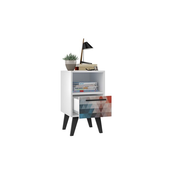Manhattan Comfort Amsterdam Nightstand 1.0 with 1 Shelf in Red and Blue - 146AMC183