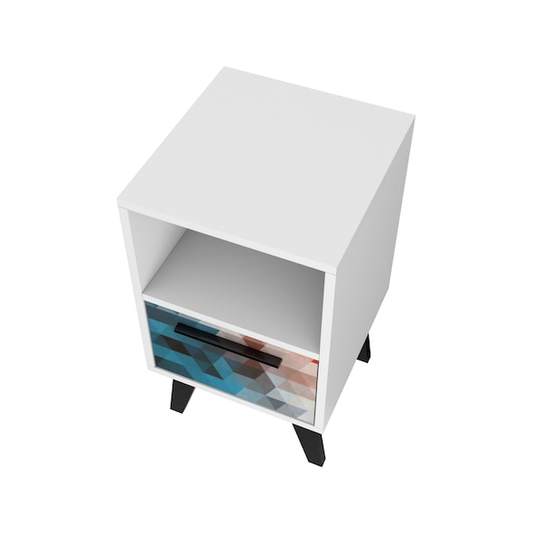 Manhattan Comfort Amsterdam Nightstand 1.0 with 1 Shelf in Red and Blue - 146AMC183