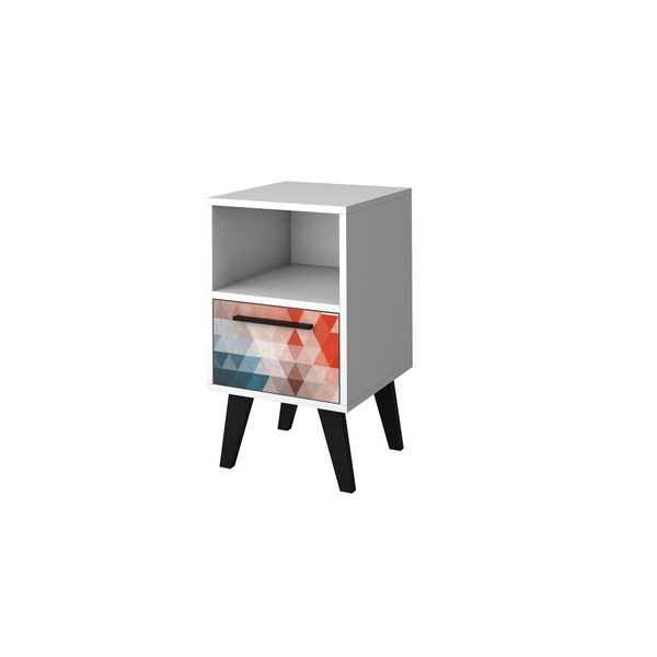 Manhattan Comfort Amsterdam Nightstand 1.0 with 1 Shelf in Red and Blue - 146AMC183