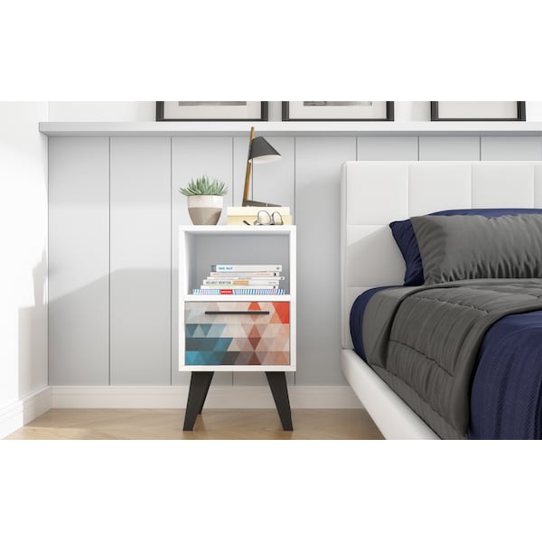Manhattan Comfort Amsterdam Nightstand 1.0 with 1 Shelf in Red and Blue - 146AMC183