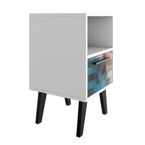 Manhattan Comfort Amsterdam Nightstand 1.0 with 1 Shelf in Red and Blue - 146AMC183