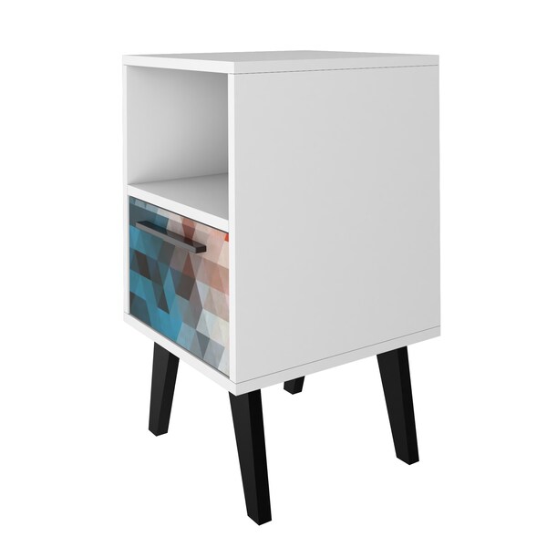 Manhattan Comfort Amsterdam Nightstand 1.0 with 1 Shelf in Red and Blue - 146AMC183