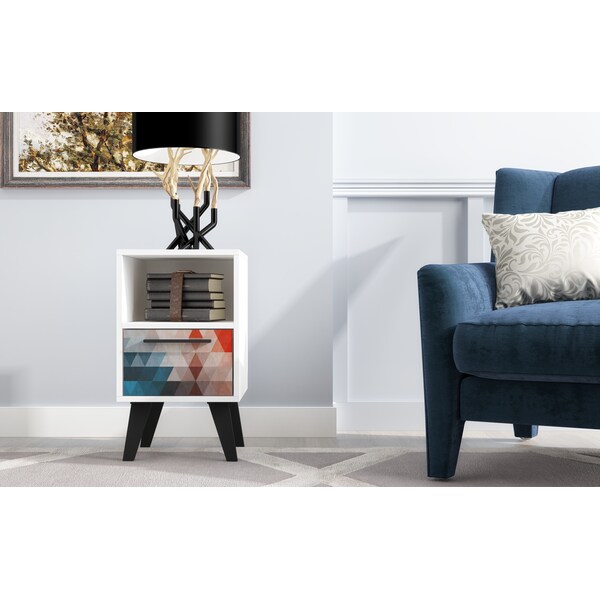 Manhattan Comfort Amsterdam Nightstand 1.0 with 1 Shelf in Red and Blue - 146AMC183
