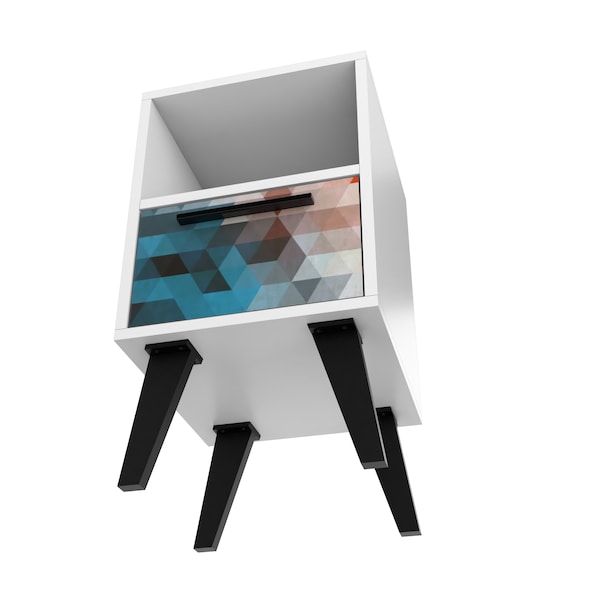Manhattan Comfort Amsterdam Nightstand 1.0 with 1 Shelf in Red and Blue - 146AMC183