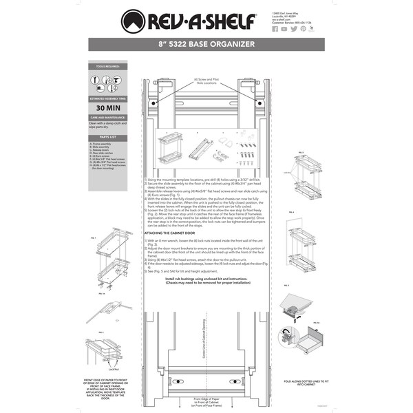 Rev-A-Shelf Steel, Gray, 8.75 in W, 24 in H, 21.69 in D, 21.69 in L, Gray - 5322-BCSC-8-GR