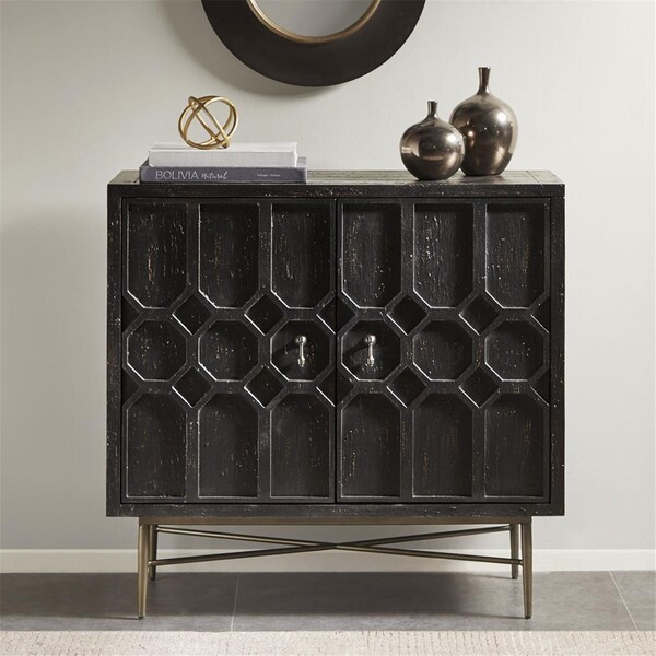 Madison Park Hanley 2 Doors Accent Cabinet, Black - 36 x 14 x 34 in. - MP130-0945