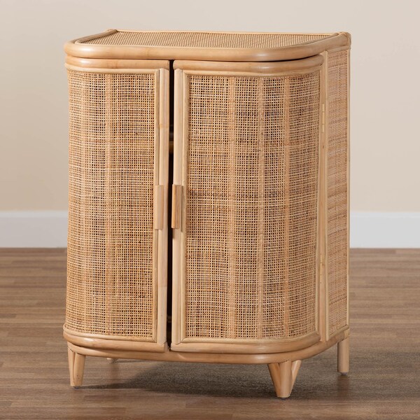 Bali & Pari Yanka Bohemian Natural Rattan Storage Cabinet - 244-13646-ZORO