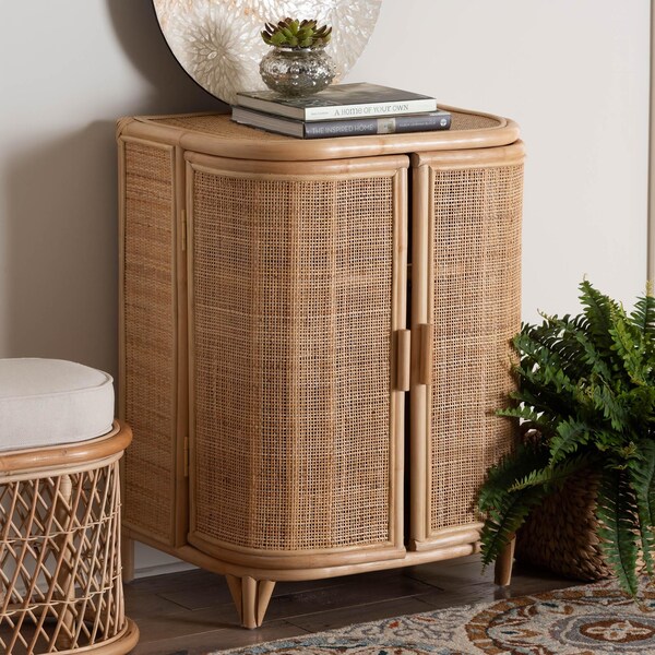 Bali & Pari Yanka Bohemian Natural Rattan Storage Cabinet - 244-13646-ZORO