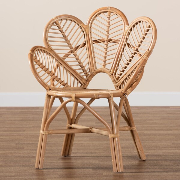 Bali & Pari Eliava Modern Bohemian Natural Rattan Flower Accent Chair - 238-13407-ZORO