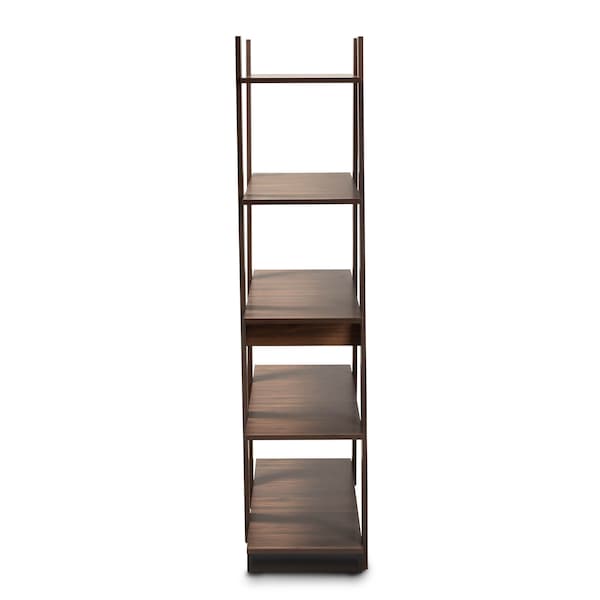 Baxton Studio Michio Walnut Brown Finished 5-Tier Wood Living Room Display Shelf - 168-10767