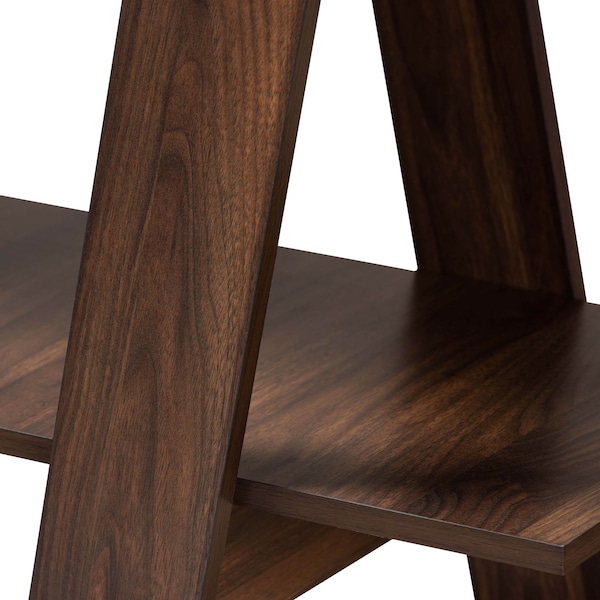 Baxton Studio Michio Walnut Brown Finished 5-Tier Wood Living Room Display Shelf - 168-10767