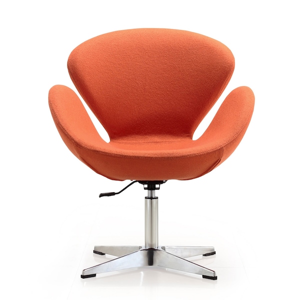 Manhattan Comfort Raspberry Adjustable Swivel Chair in Orange and Polished Chrome - AC038-OR