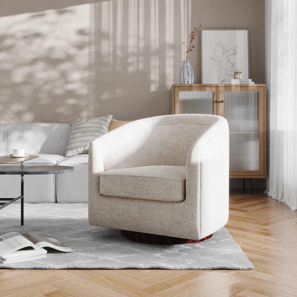 Flash Furniture Dean Club Style Commercial Barrel Accent Armchair Metal Base, Cream Fabric Upholstery - BS-AC22-064-CRM-GG