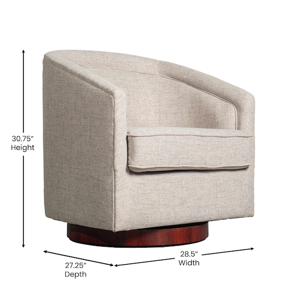 Flash Furniture Dean Club Style Commercial Barrel Accent Armchair Metal Base, Cream Fabric Upholstery - BS-AC22-064-CRM-GG