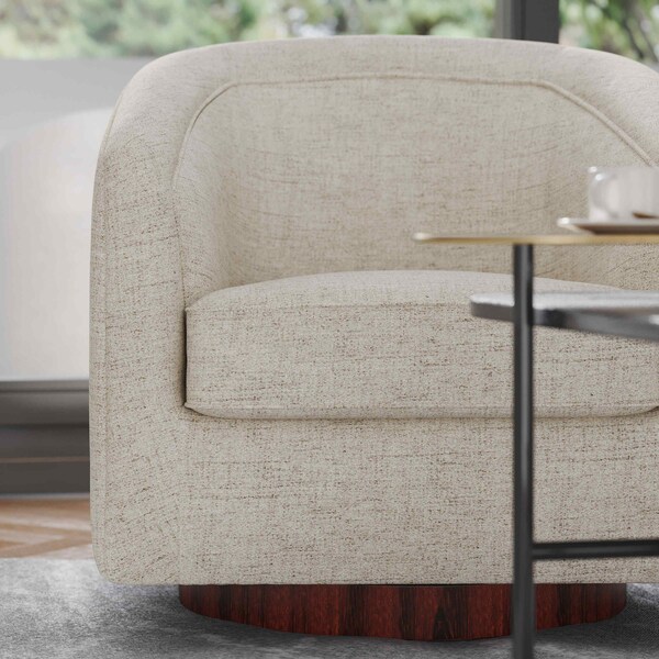 Flash Furniture Dean Club Style Commercial Barrel Accent Armchair Metal Base, Cream Fabric Upholstery - BS-AC22-064-CRM-GG