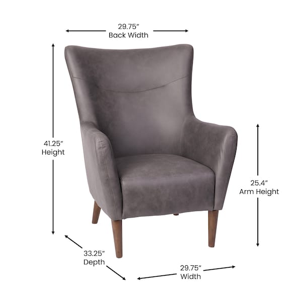 Flash Furniture Dark Gray Faux Leather Wingback Accent Chair - QY-B235-DGY-GG