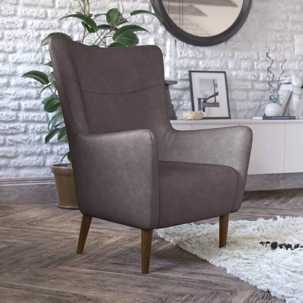 Flash Furniture Dark Gray Faux Leather Wingback Accent Chair - QY-B235-DGY-GG