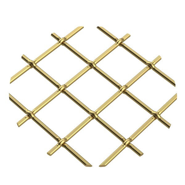 Designs Of Distinction .75" Multi-Crimp Single Diamond Decorative Grille - Satin Brass, 36" W x 24" L Sheet - 013624332PSB1